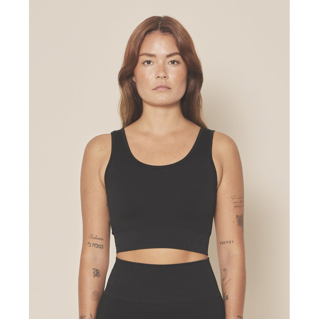 Moonchild Yoga Wear Soft Rib Seamless Crop Top Seamless Tops Black Iris