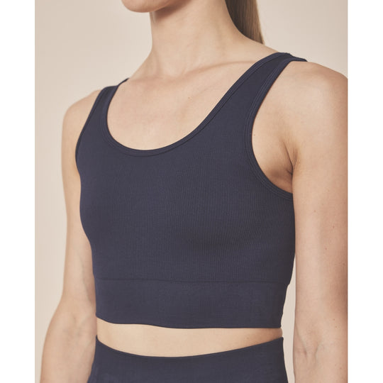 Moonchild Yoga Wear Soft Rib Seamless Crop Top Seamless Tops Navy Blue