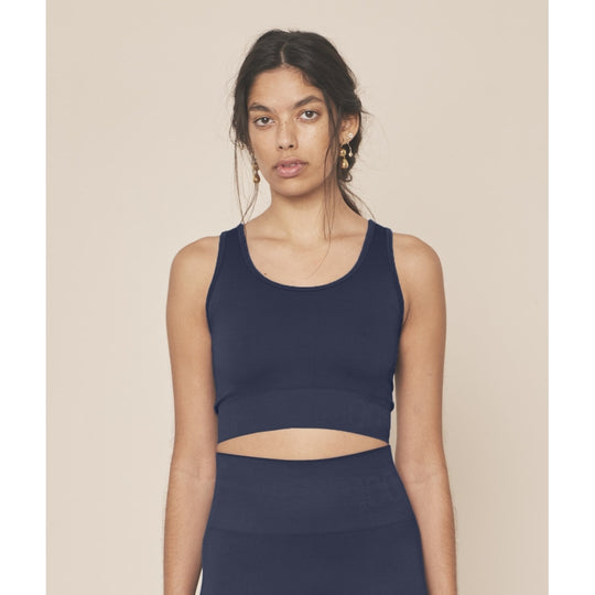 Moonchild Yoga Wear Soft Rib Seamless Crop Top Seamless Tops Navy Blue