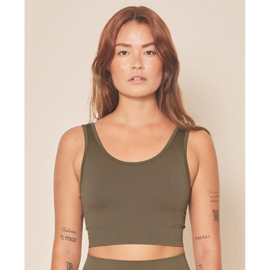 Moonchild Yoga Wear Soft Rib Seamless Crop Top Seamless Tops Olive